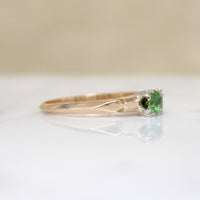 Demantoid Garnet in Retro Engagement Ring