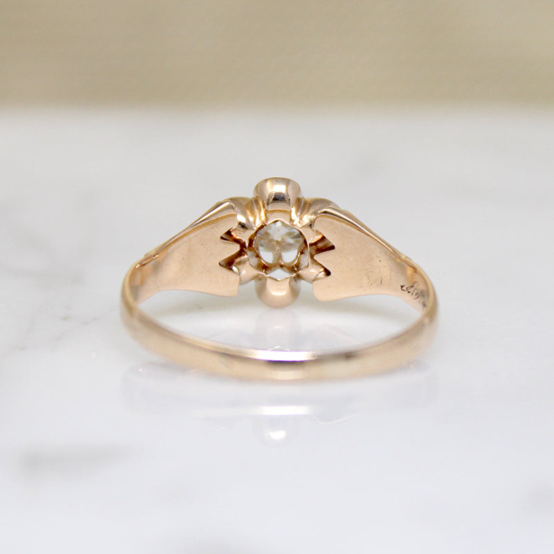 Victorian Old Mine Cut Diamond Floral Solitaire Ring