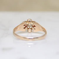Victorian Old Mine Cut Diamond Floral Solitaire Ring