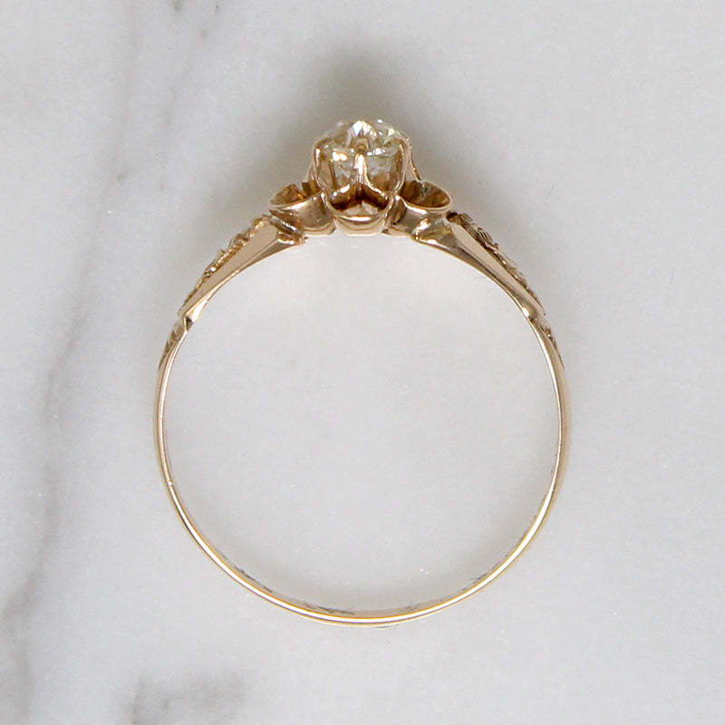 Victorian Old Mine Cut Diamond Floral Solitaire Ring