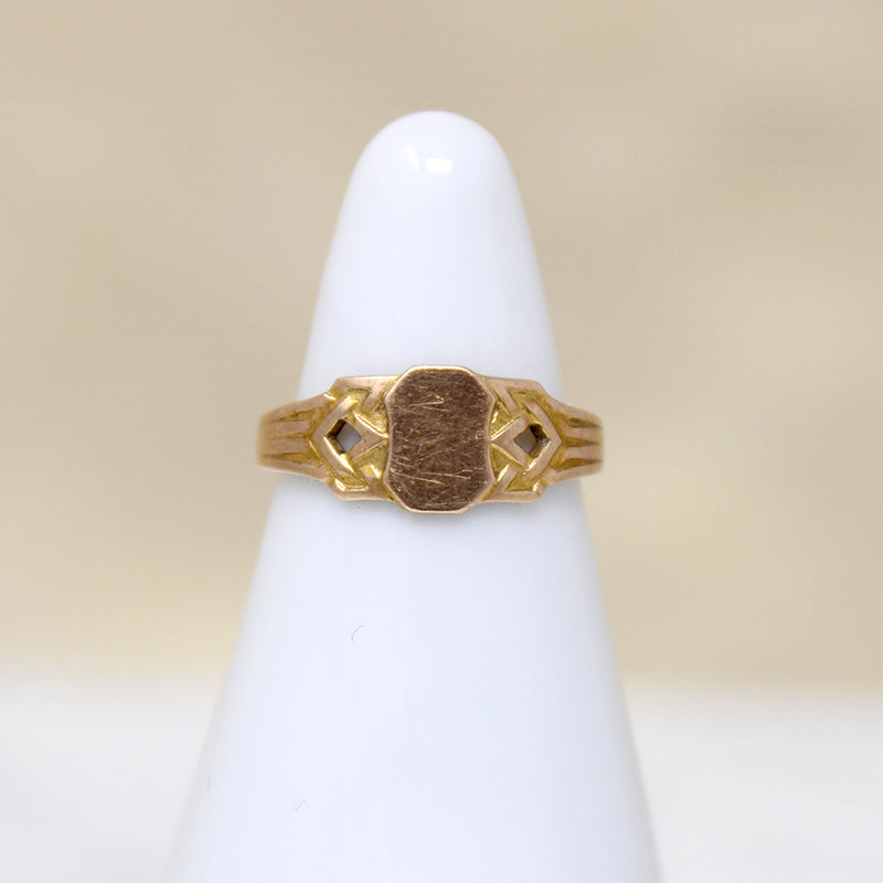 Tiny 10k Gold Art Deco Signet Ring