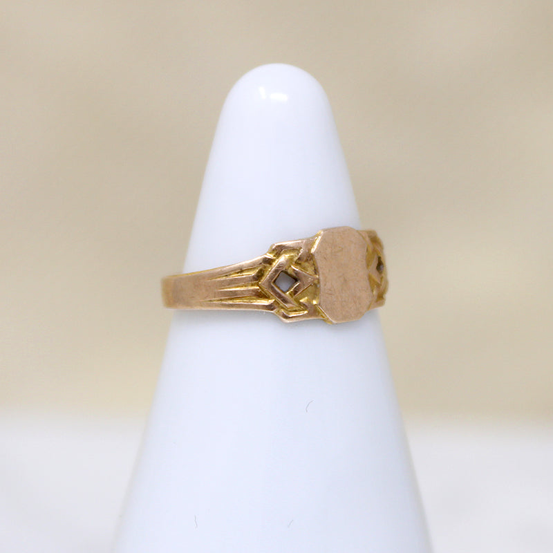Tiny 10k Gold Art Deco Signet Ring