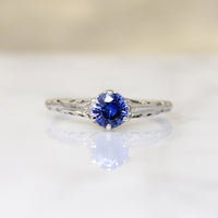Elegant Sapphire & Platinum Solitaire Engagement Ring