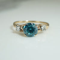 Brilliant Blue Zircon and Diamond Engagement Ring
