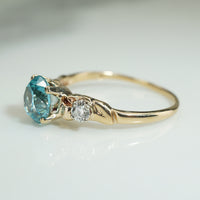 Brilliant Blue Zircon and Diamond Engagement Ring