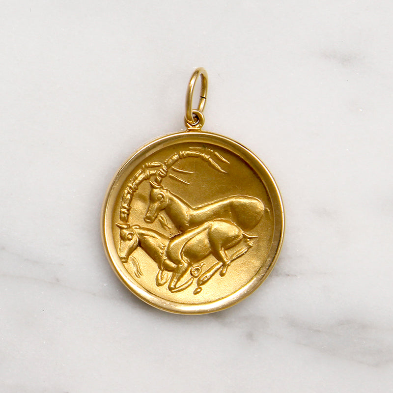 Magnificent Pair of Ibex 18k Gold Pendant