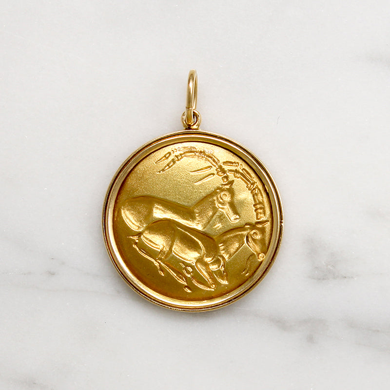 Magnificent Pair of Ibex 18k Gold Pendant