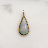 Fiery Pale Lavender Opal Teardrop & 14k Gold Pendant