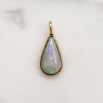 Fiery Pale Lavender Opal Teardrop & 14k Gold Pendant