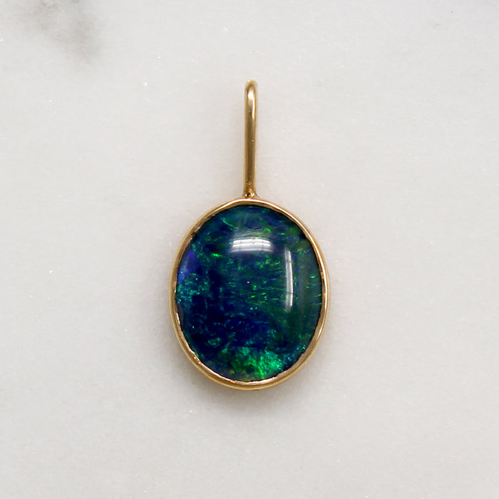 Otherworldly Black Opal & 14k Gold Pendant