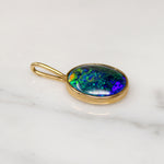 Otherworldly Black Opal & 14k Gold Pendant