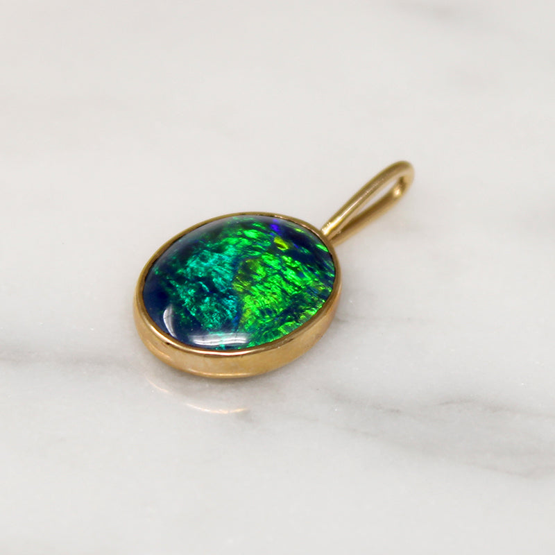 Otherworldly Black Opal & 14k Gold Pendant
