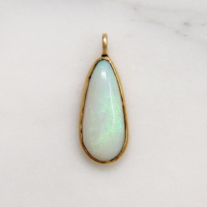 Shimmering Opal Tear Drop in 14k Gold Pendant
