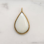 Iridescent White Opal Drop in 14k Gold Pendant