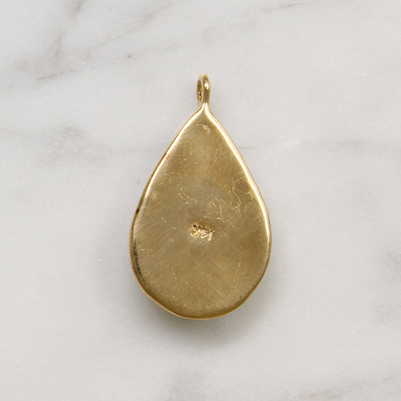 Iridescent White Opal Drop in 14k Gold Pendant