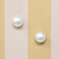 Glossy White Freshwater Pearl & Steel Stud Earrings