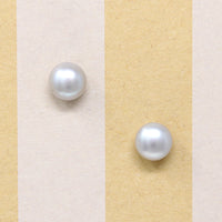 Silvery Freshwater Pearl & Steel Stud Earrings