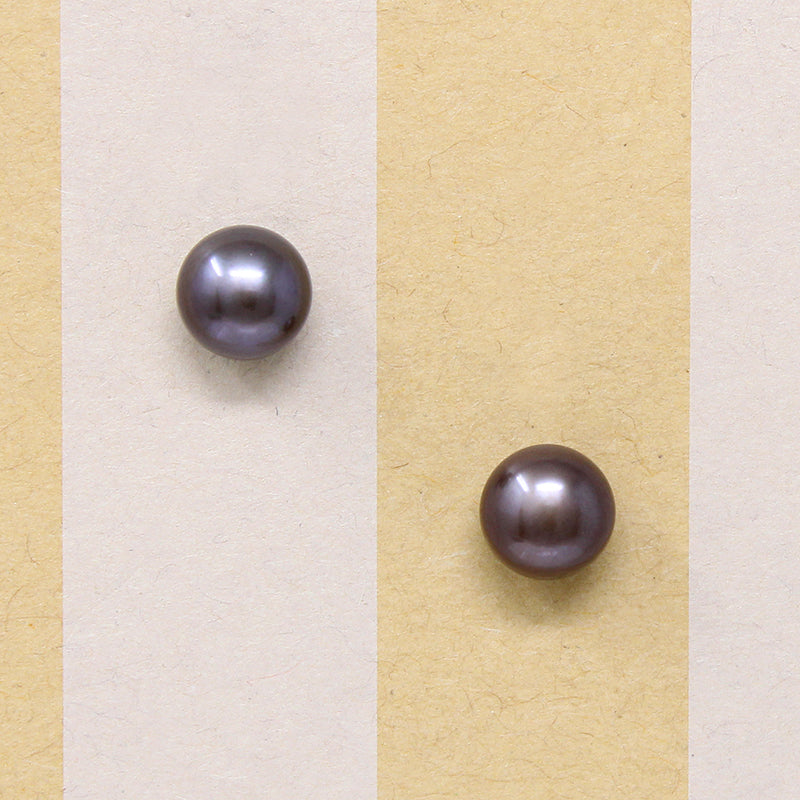 Dramatic Gray Freshwater Pearl & Steel Stud Earrings