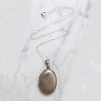 Large Engraved Sterling Silver Oval Locket