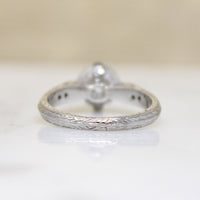Shimmering Old Euro Diamond in Engraved Platinum Ring