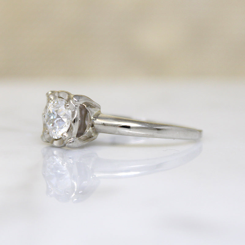 Brilliant .71ct Old European Cut Retro Solitaire Ring
