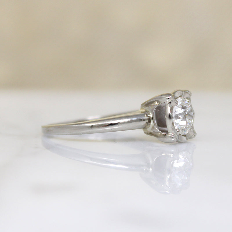 Brilliant .71ct Old European Cut Retro Solitaire Ring