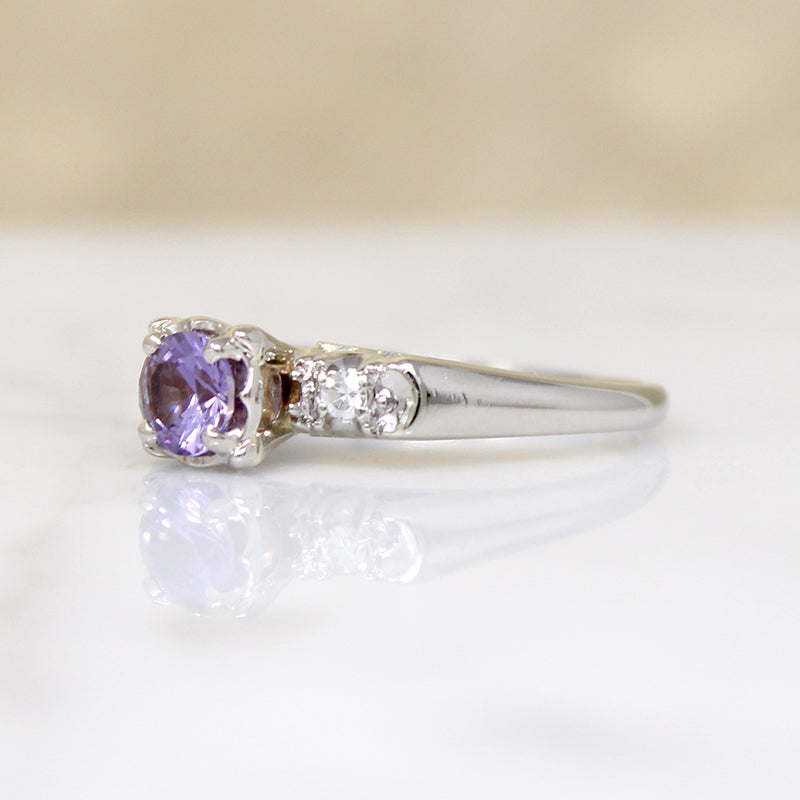 Pretty Purple Amethyst & White Gold Engagement Ring
