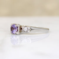 Pretty Purple Amethyst & White Gold Engagement Ring