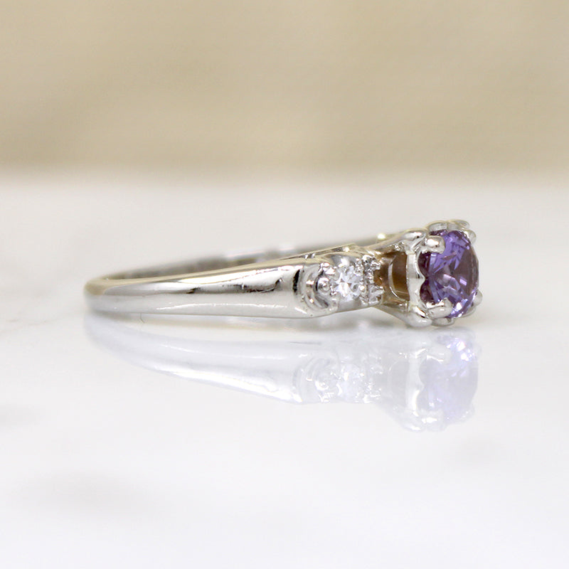 Pretty Purple Amethyst & White Gold Engagement Ring