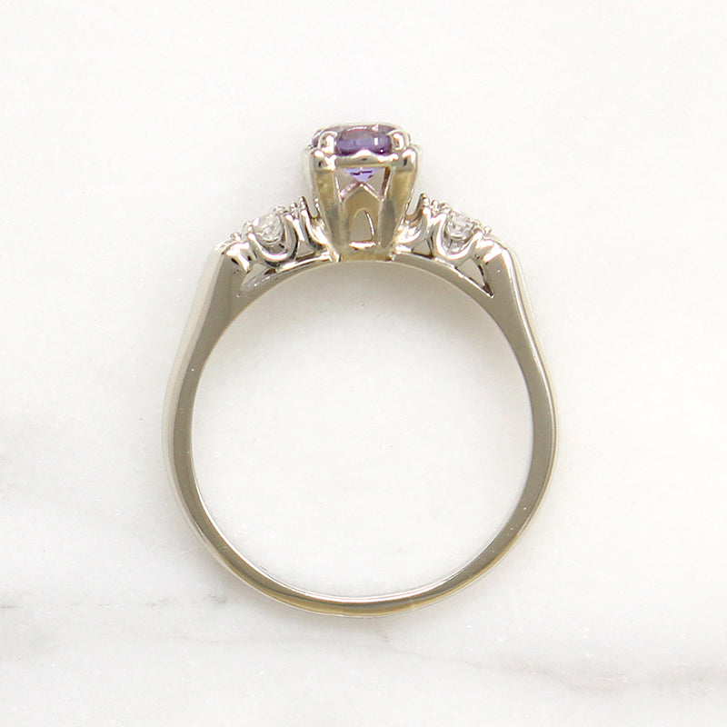 Pretty Purple Amethyst & White Gold Engagement Ring