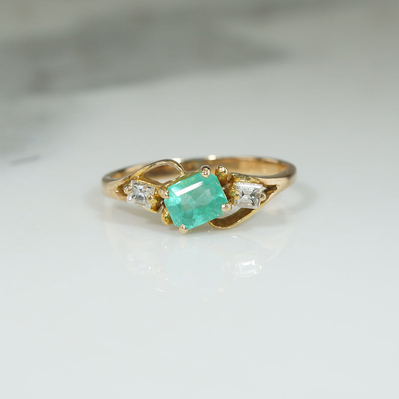 Little Emerald and Diamond Ring