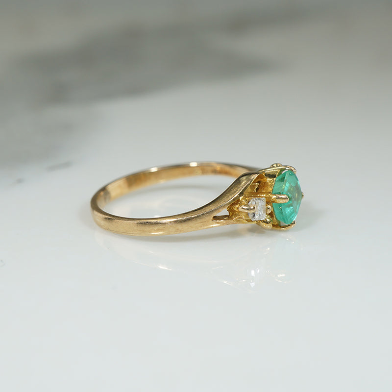 Little Emerald and Diamond Ring
