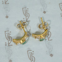 Gold Emerald and Diamond Cuff Earrings