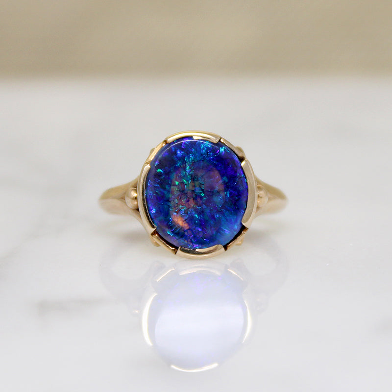 Little Black Opal Ring with Big Color