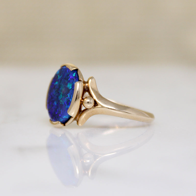 Little Black Opal Ring with Big Color