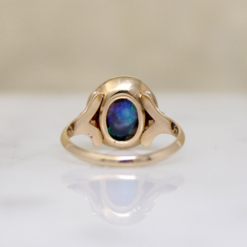 Little Black Opal Ring with Big Color
