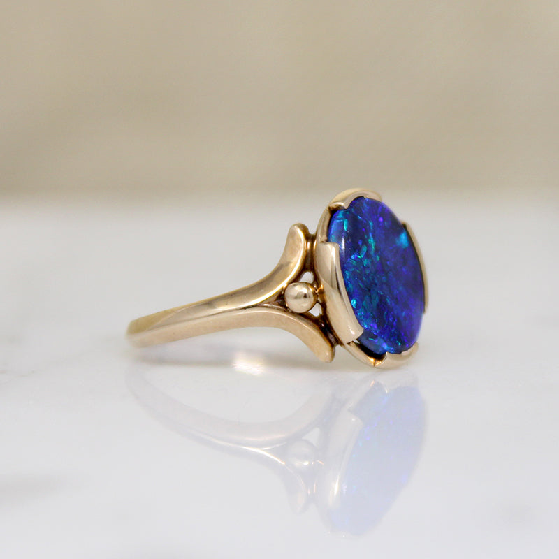 Little Black Opal Ring with Big Color
