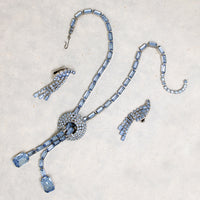 Icy Blue Rhinestone Necklace & Earring Set by Kramer