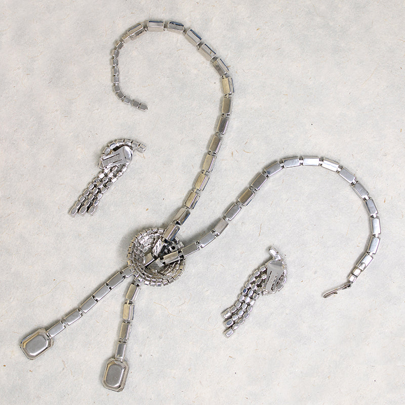 Icy Blue Rhinestone Necklace & Earring Set by Kramer