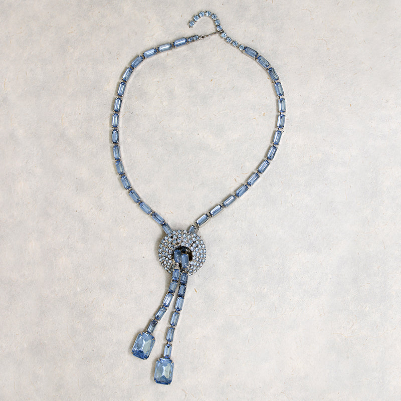 Icy Blue Rhinestone Necklace & Earring Set by Kramer