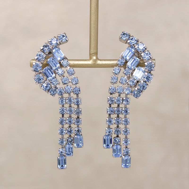 Icy Blue Rhinestone Necklace & Earring Set by Kramer