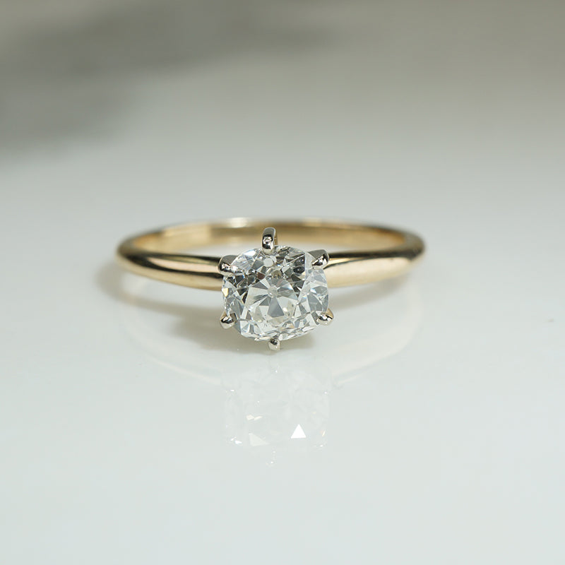 Old Mine Cushion Cut 1ct Diamond Solitaire