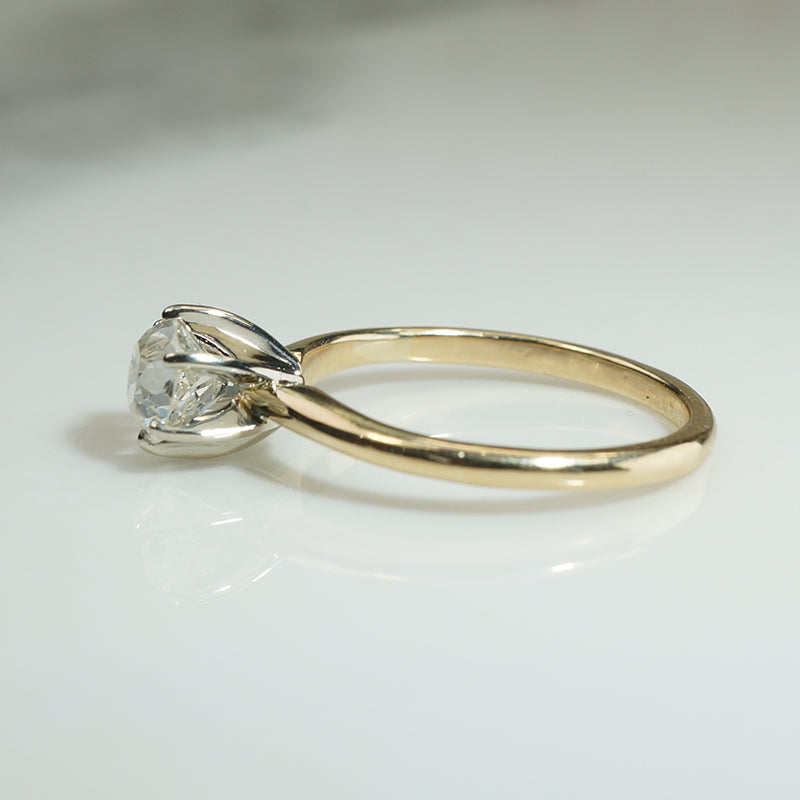 Old Mine Cushion Cut 1ct Diamond Solitaire