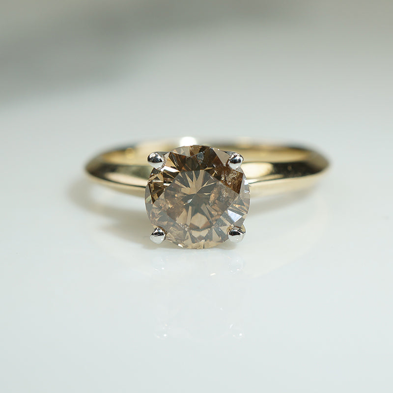Lovely Natural Autumn-Colored Diamond Solitaire