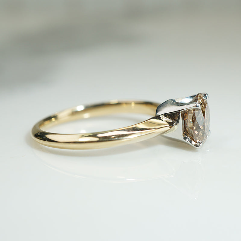 Lovely Natural Autumn-Colored Diamond Solitaire