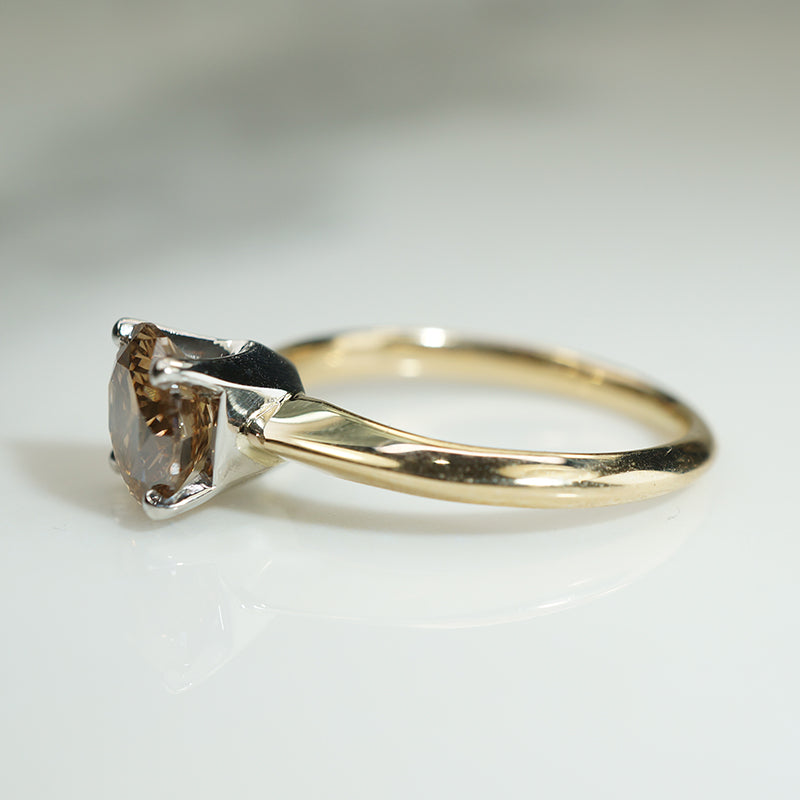Lovely Natural Autumn-Colored Diamond Solitaire