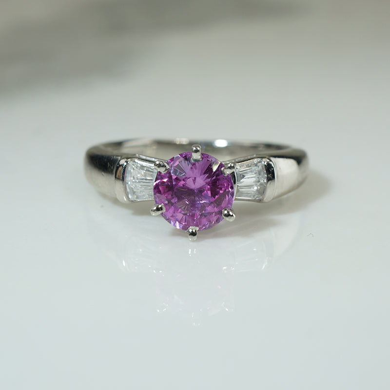 Pretty Pink Sapphire Diamond Engagement Ring