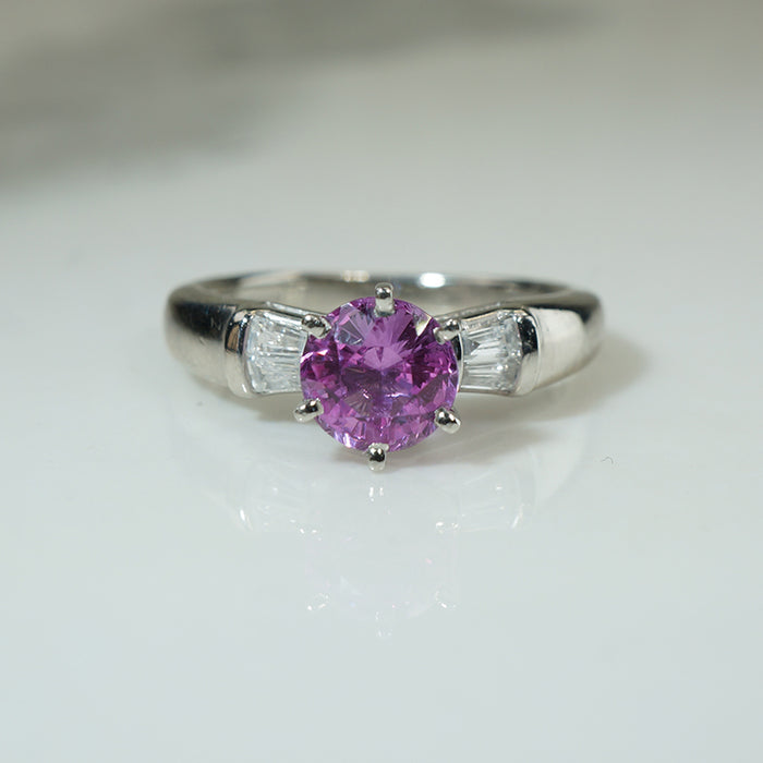 Pretty Pink Sapphire Diamond Engagement Ring