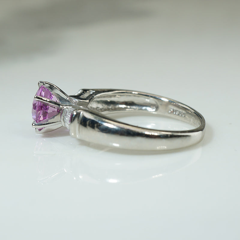 Pretty Pink Sapphire Diamond Engagement Ring