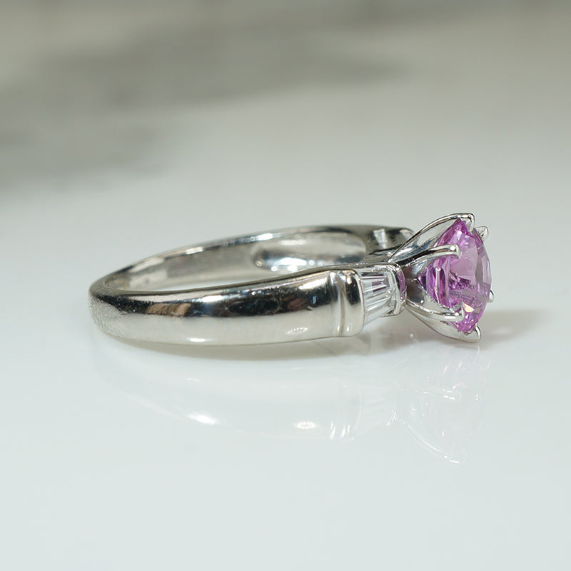 Pretty Pink Sapphire Diamond Engagement Ring